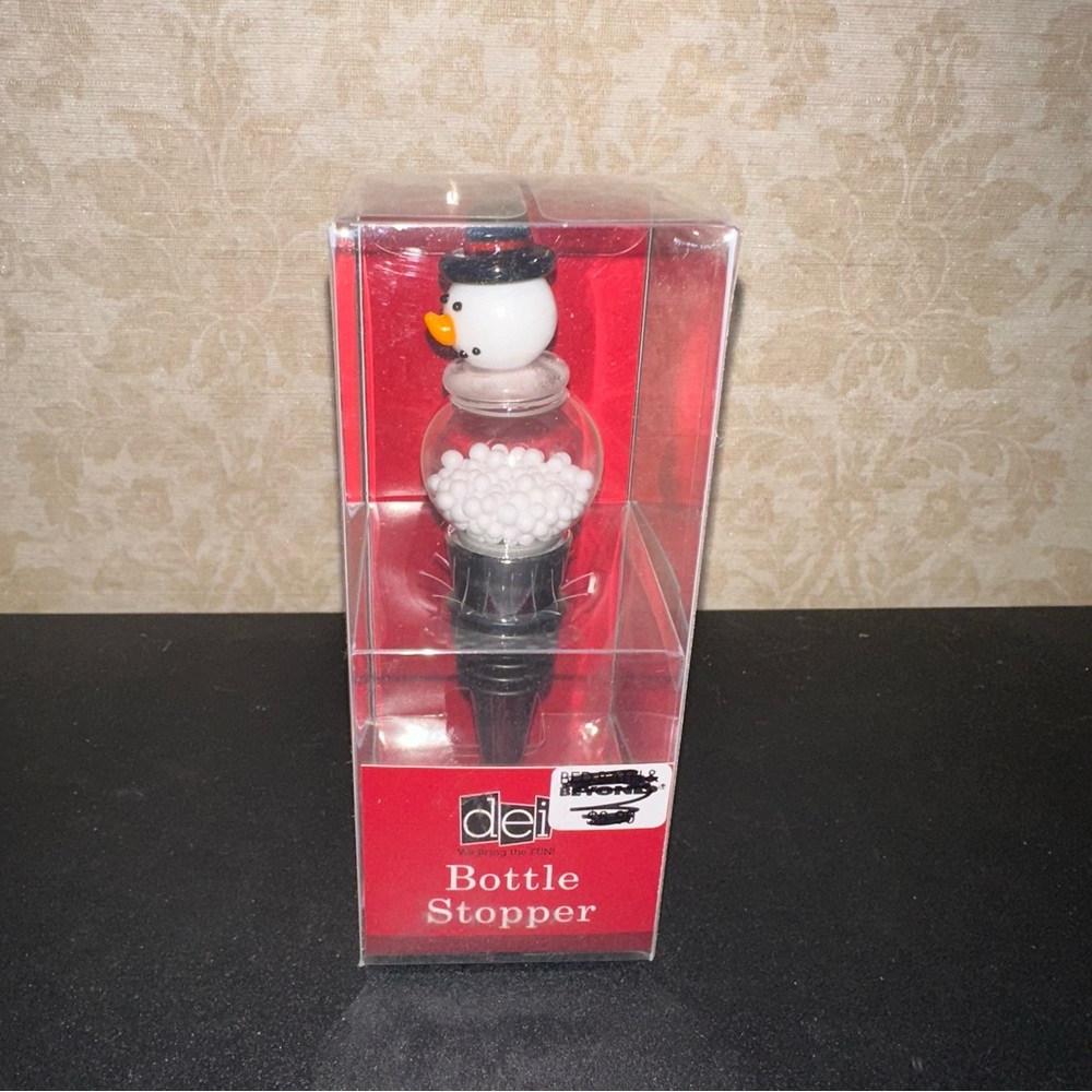 Dei snowman bottle stopper NIB